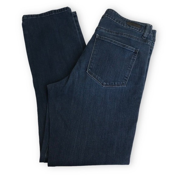 Lee Classic Fit Straight Leg High Rise Dark Wash Denim Blue Jeans Women Size 14 - Picture 3 of 13